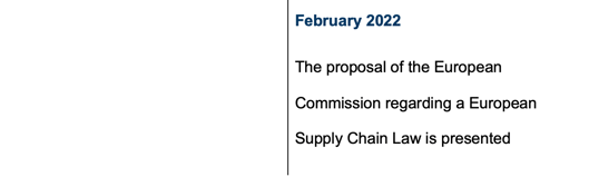 February 2022: The proposal of the European Commission regarding a European Supply Chain Law is presented
